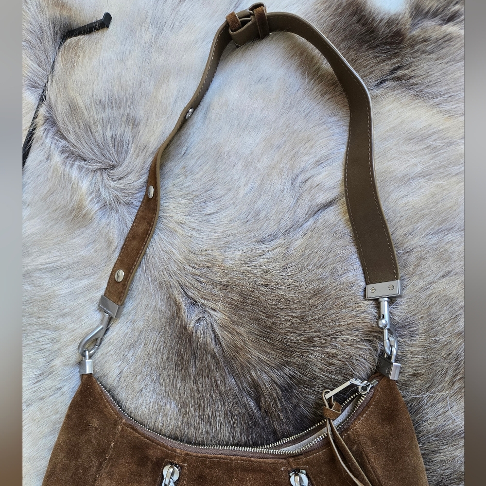 Rebecca Minkoff M.A.B. Suede Croissant Hobo Crescent Bag NWOT + Hardware Repair - Picture 10 of 16